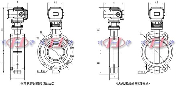 電動軟密封蝶閥外形尺寸