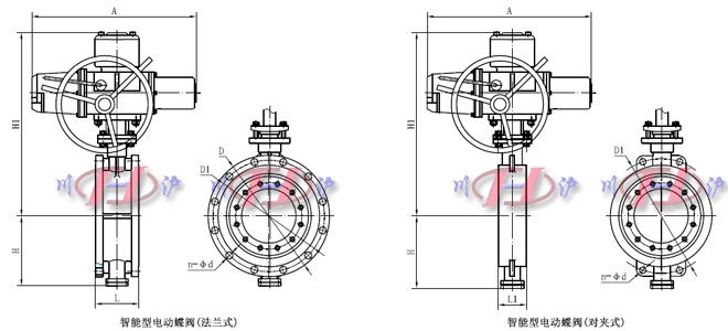 智能型電動蝶閥外形尺寸