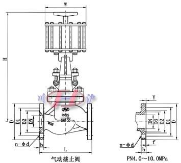 氣動(dòng)截止閥(外形尺寸圖)