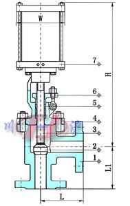 氣動角式截止閥(內部結構圖)