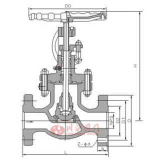 美標法蘭截止閥(外形尺寸圖)