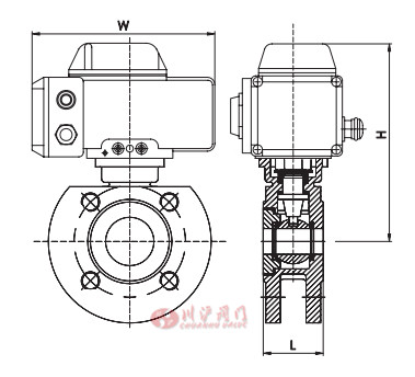 電動高平臺對夾球閥外形尺寸