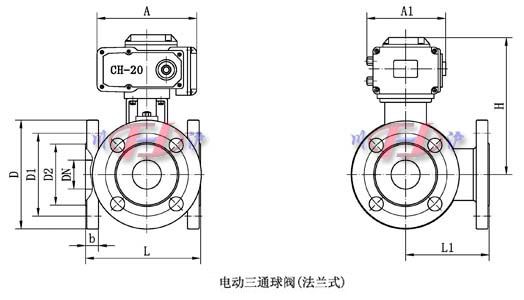 電動(dòng)三通球閥外形尺寸