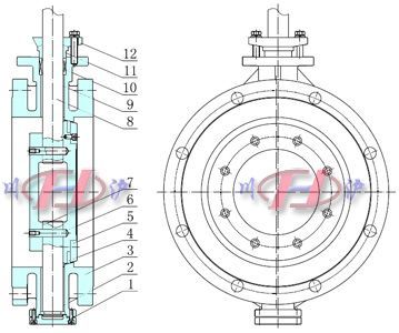 氣動(dòng)法蘭蝶閥 (結(jié)構(gòu)圖)