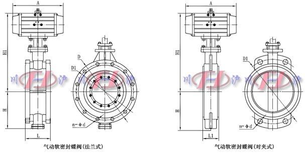 氣動(dòng)軟密封蝶閥外形尺寸