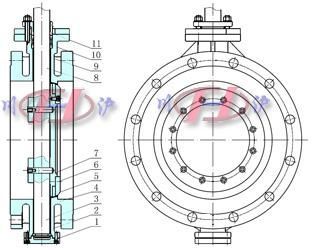 氣動(dòng)軟密封蝶閥閥體結(jié)構(gòu)圖 (法蘭式)