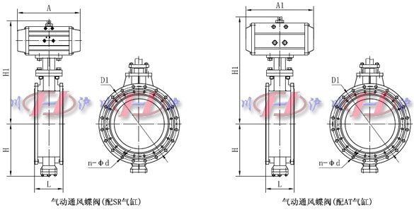 氣動通風蝶閥外形尺寸