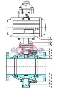 Q647固定式氣動球閥 (結(jié)構(gòu)圖)