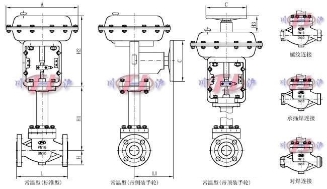 氣動(dòng)波紋管調(diào)節(jié)閥外形尺寸