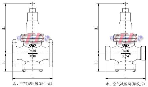 水用減壓閥、空氣減壓閥外形尺寸